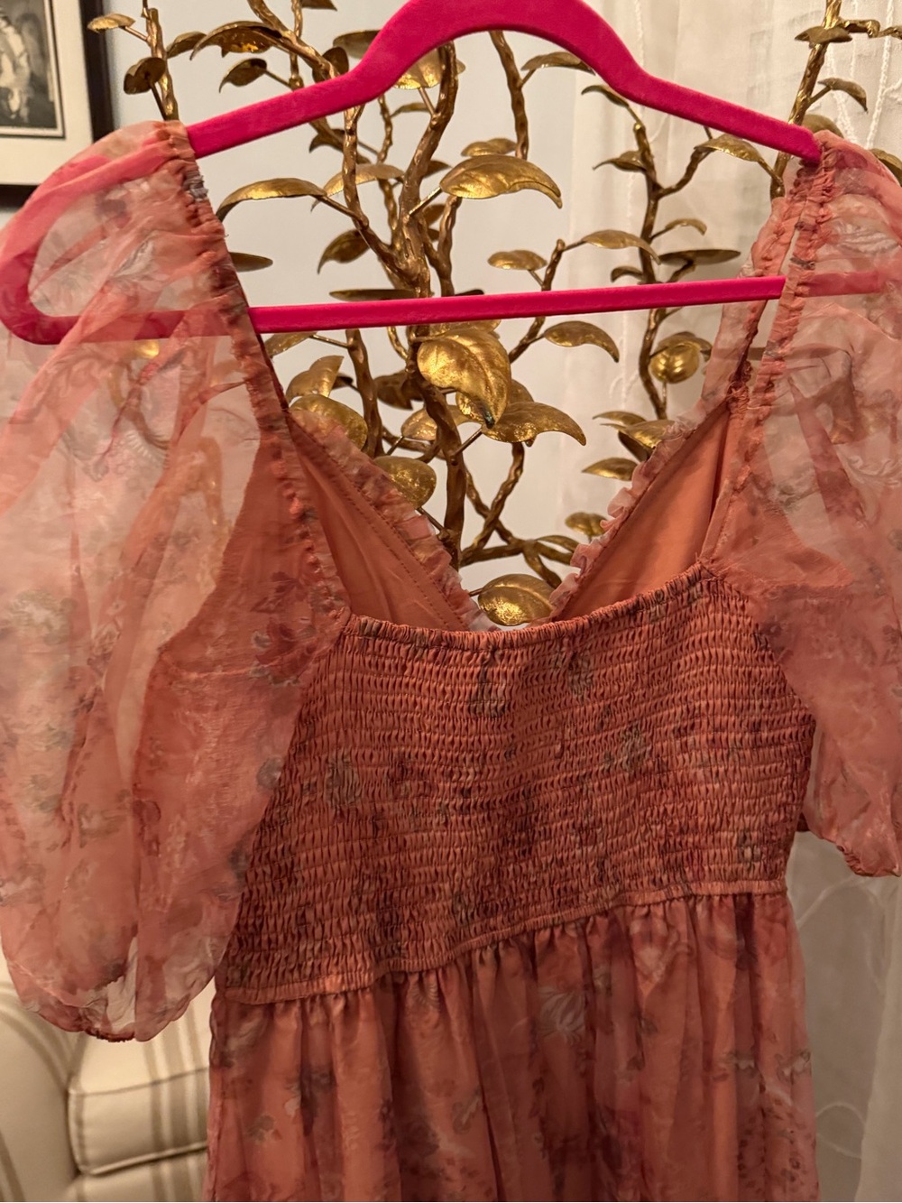 Lulu's Blush Rose Sheer Puff-Sleeve Maxi Dress - Picture 5 of 5